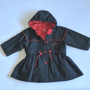 Vintage OshKosh B’gosh Girls Wool Peplum Hooded Coat Jacket Fits XS / 4T / 5T